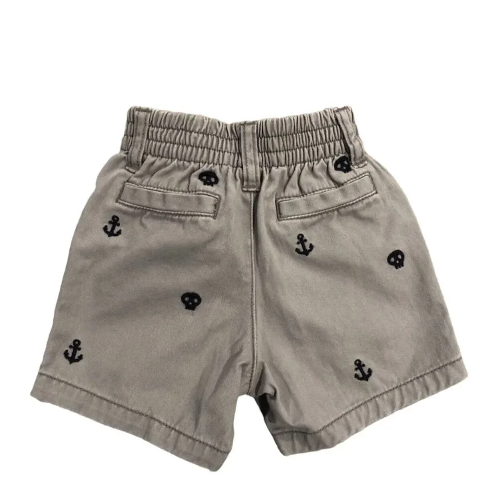 Gymboree 12-18m Embroidered Skull & Anchor Shorts